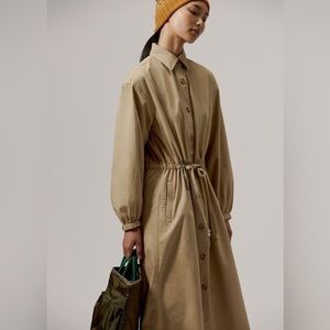 UNIQLO JW Anderson Twill Long-Sleeve Shirt Dress in Beige Size Small